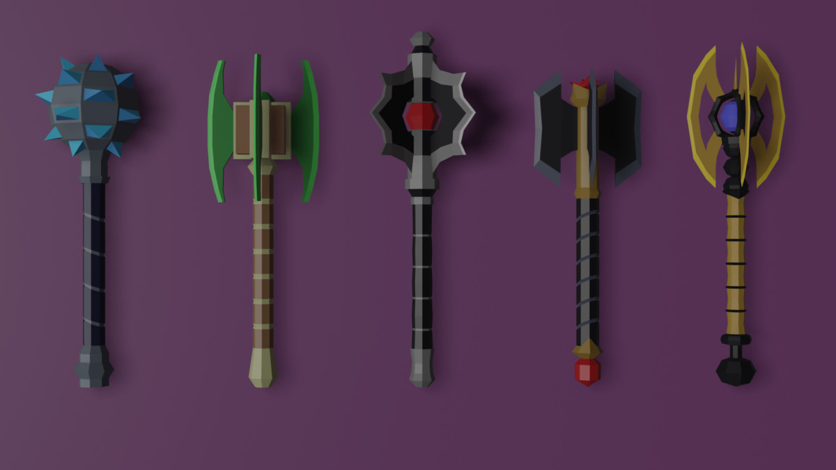 70 Unique Low Poly Fantasy Weapons Pack