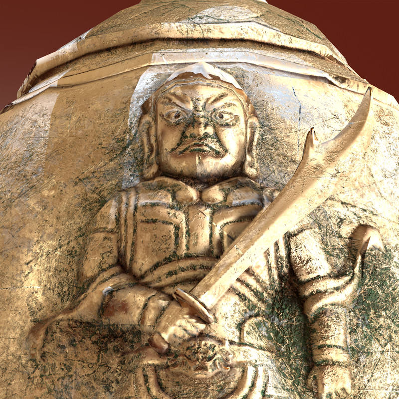 Ancient Buddhist Vajra Bell (Geumgangryeong) Low Poly PBR