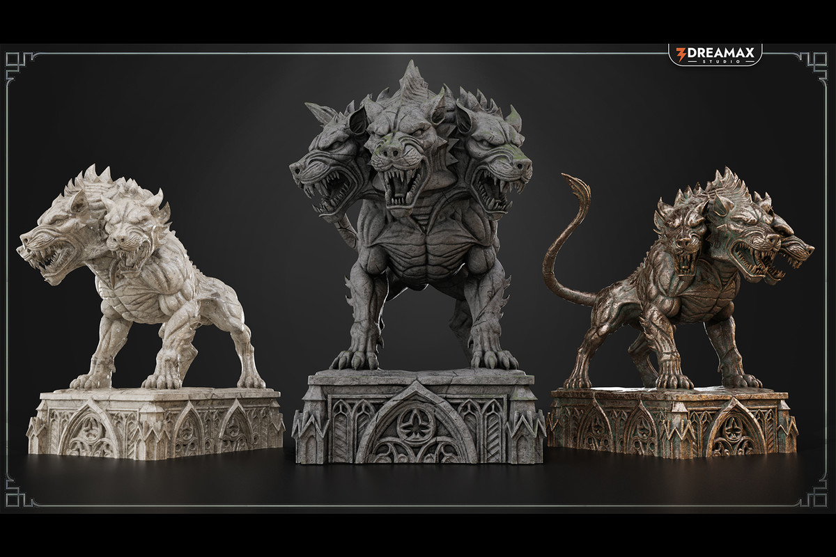 Hellhound Dungeon Statue – Dark Fantasy Guardian