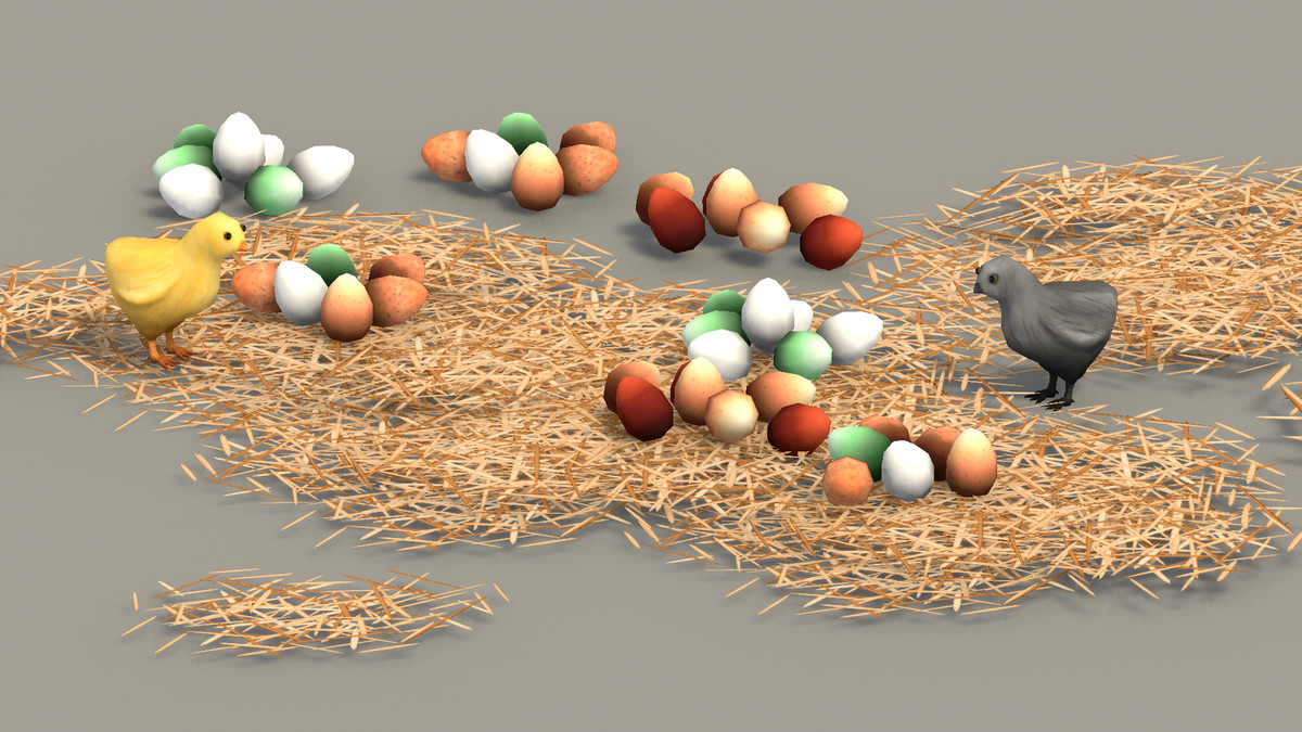 Stylized Hand-Painted Chickens