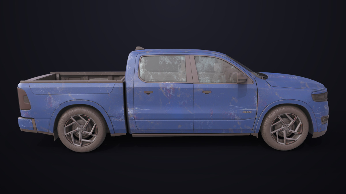 Pickup Truck 03 Blue Dusty URP HDRP Textures