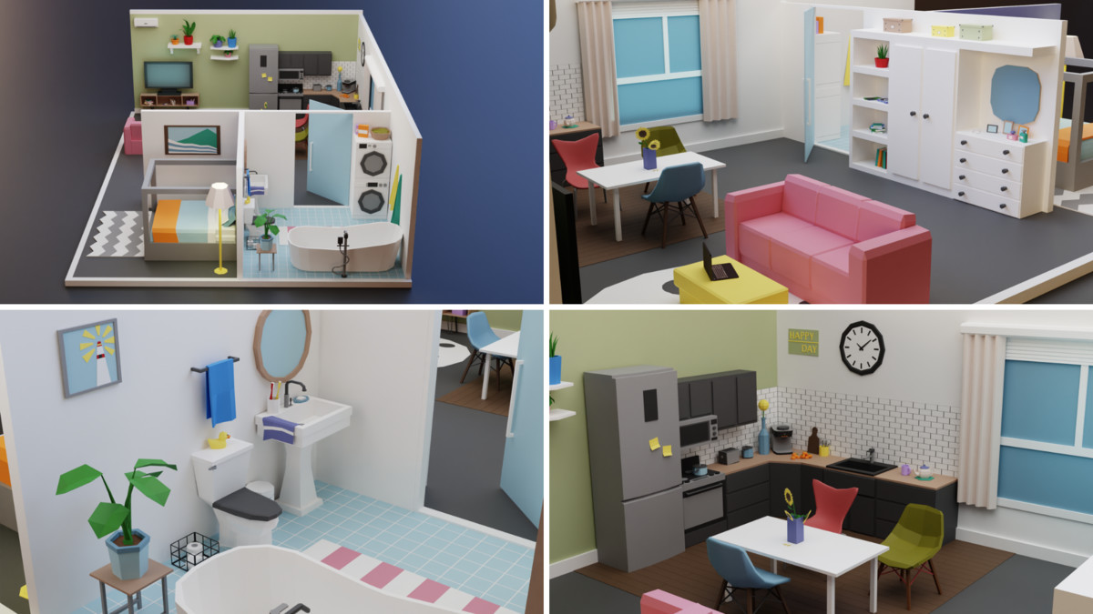 Low Poly Apartments Interiors Pack