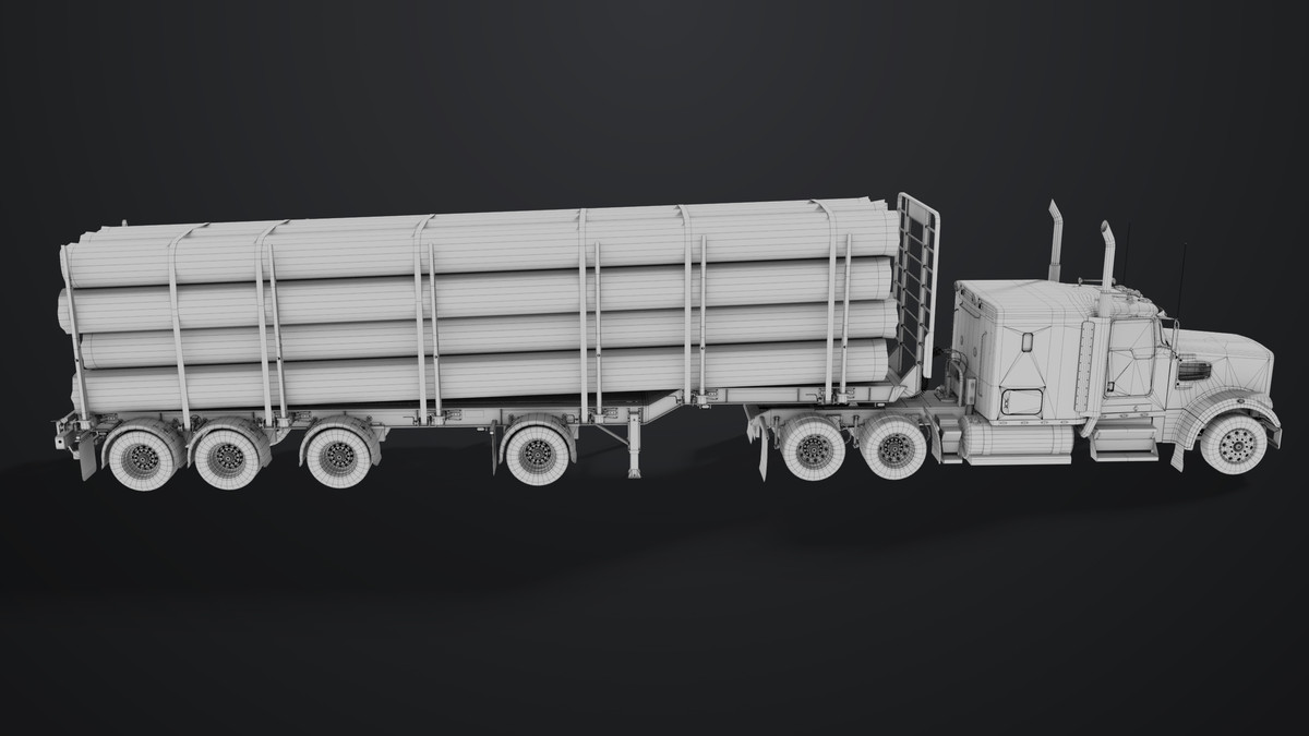 Truck 07 Log Trailer Grey Version URP HDRP Textures