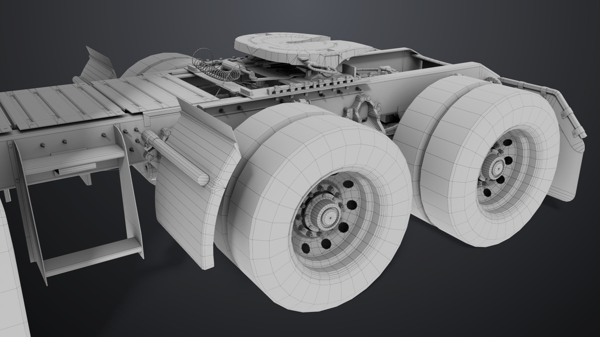 Heavy Truck Chassis 05 White Interior URP HDRP Textures