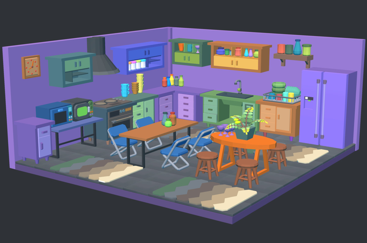 Cute Low Poly Furniture Pack - Colorful Interior Props