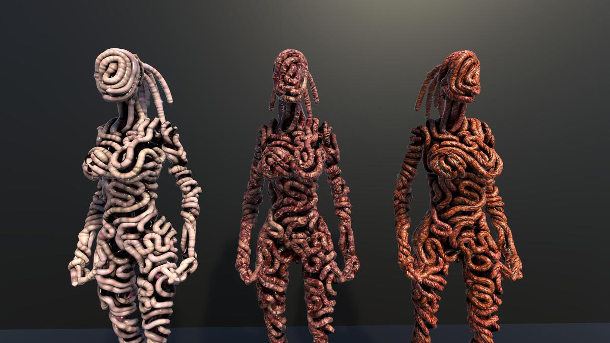 Bio Lines: Gut Woman, a Humanoid Character for horror games