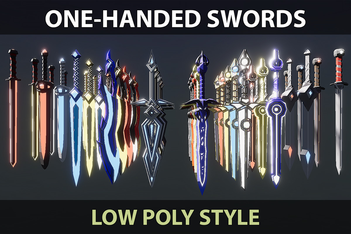Low Poly Style Weapons & Shields