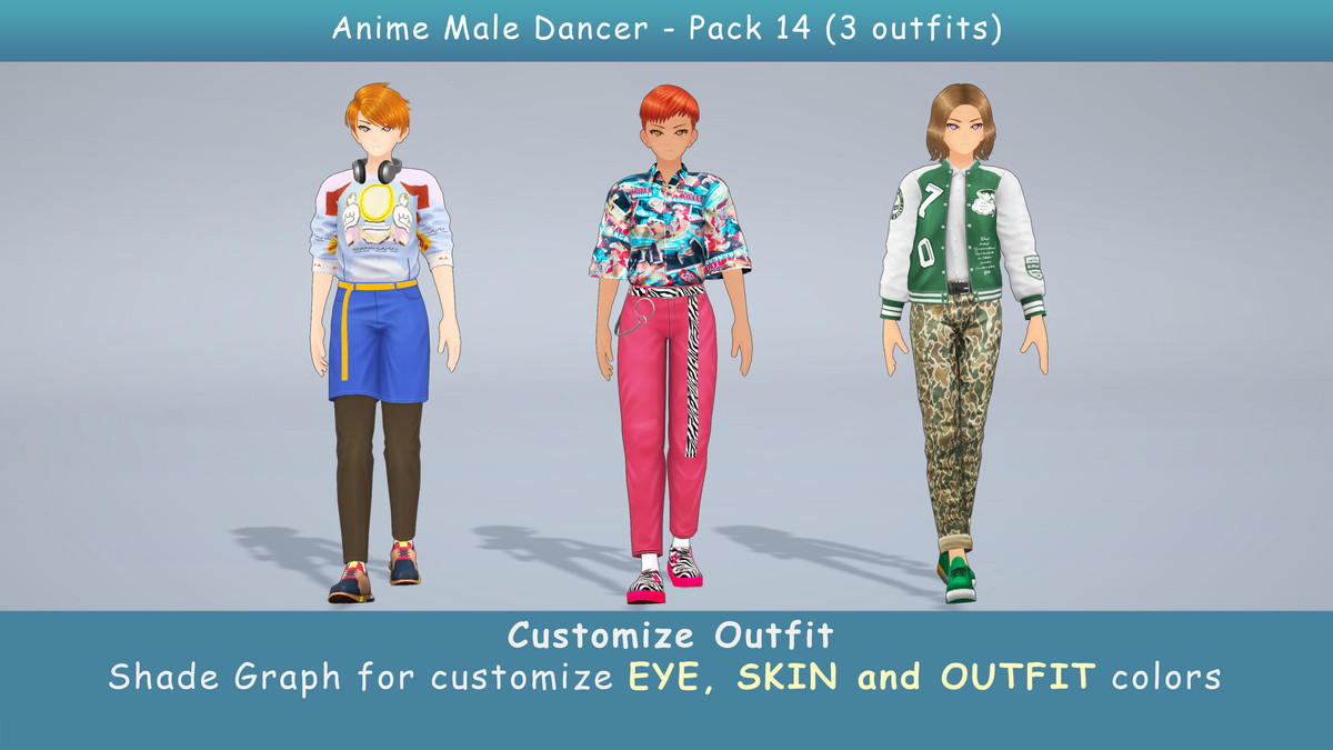Anime Male Dancer - Pack 14 (3 outfits)