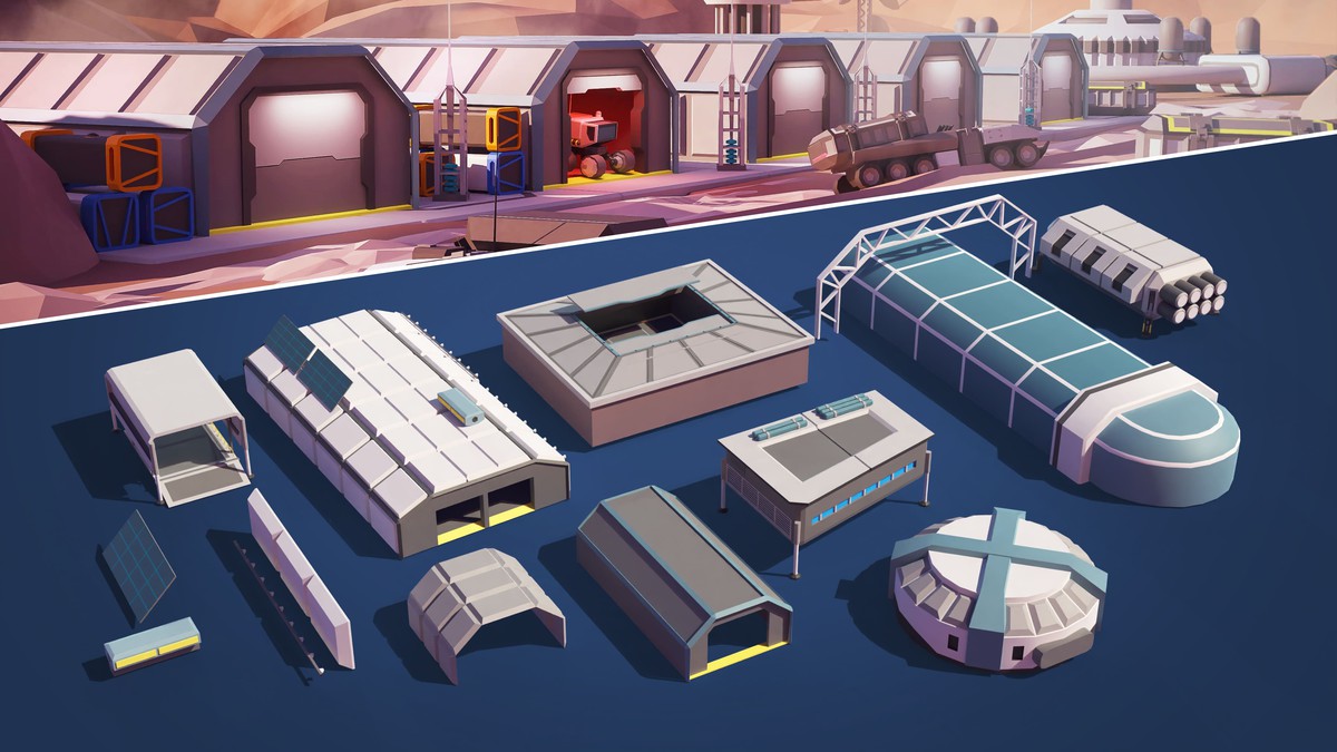 Mars Spaceport - Low Poly 3D Models Pack