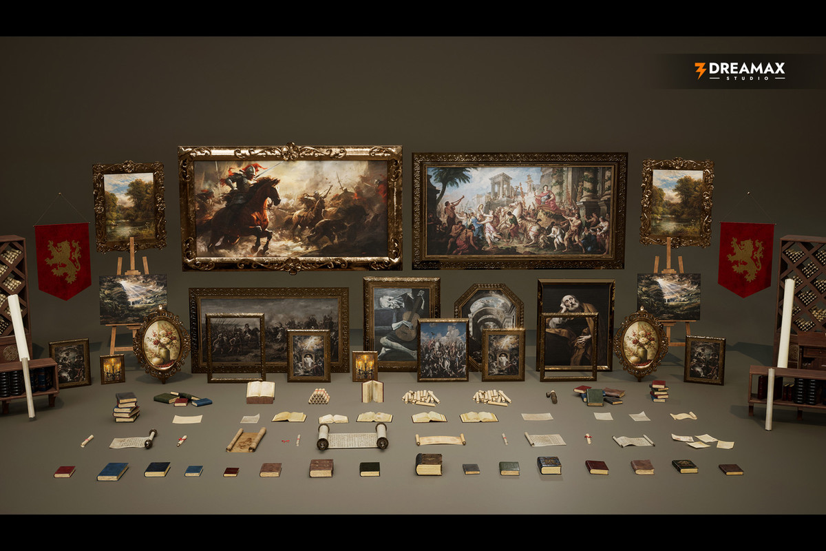 Medieval & Fantasy Paintings - Books, Scrolls & Picture Frames Vol. 1