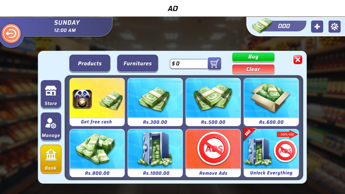 Supermarket & Mega Mall Simulator UI Kit – Complete Shop, POS & Inventory System