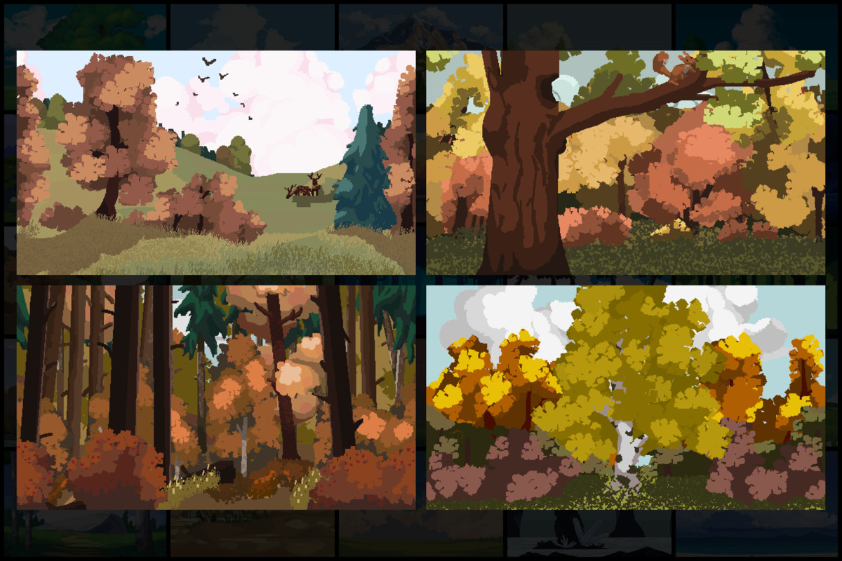 56 Nature Backgrounds Pixel Art