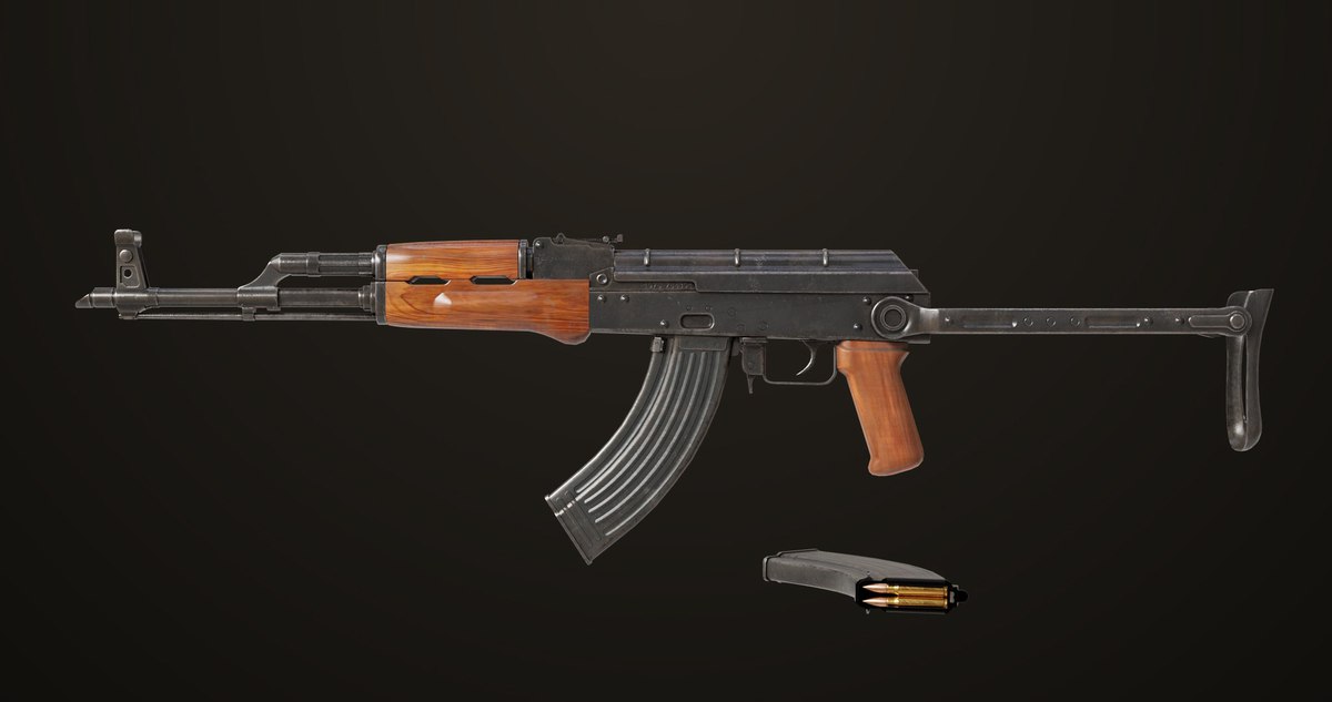 AKMS Light Machine Gun 10 Wood URP HDRP Texture