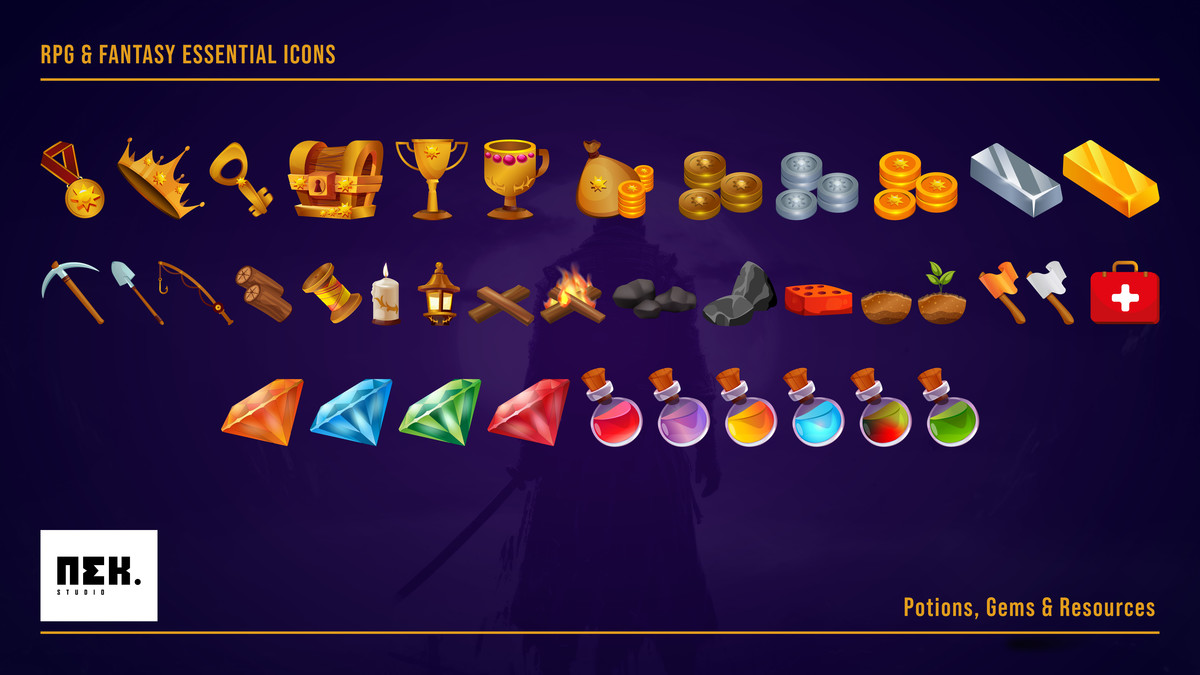 RPG & Fantasy Essential Icons (110 Assets)