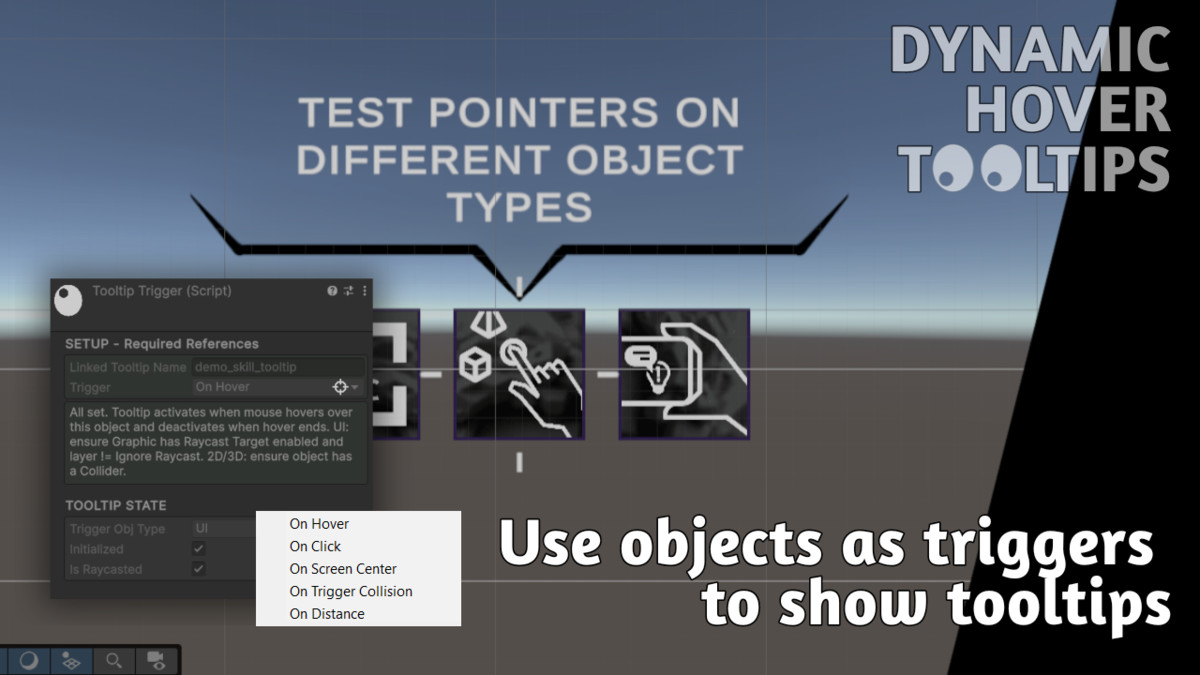 Dynamic Hover Tooltips: set visuals to highlight UI, 2D, 3D objects