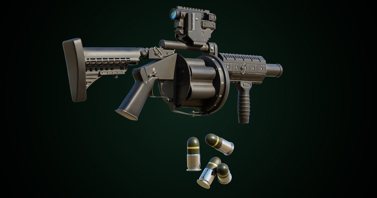6 Grenade Launcher Black URP HDRP Textures
