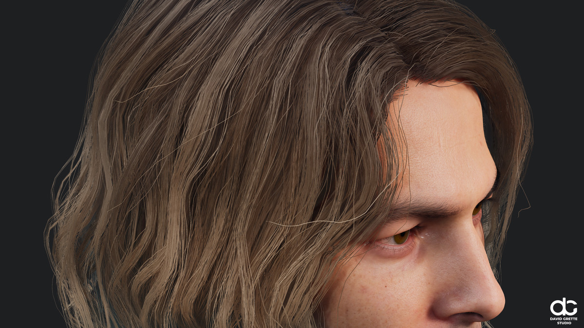 Realistic male hairstyles, pack #6 | Rigged hair, game-ready, low-poly