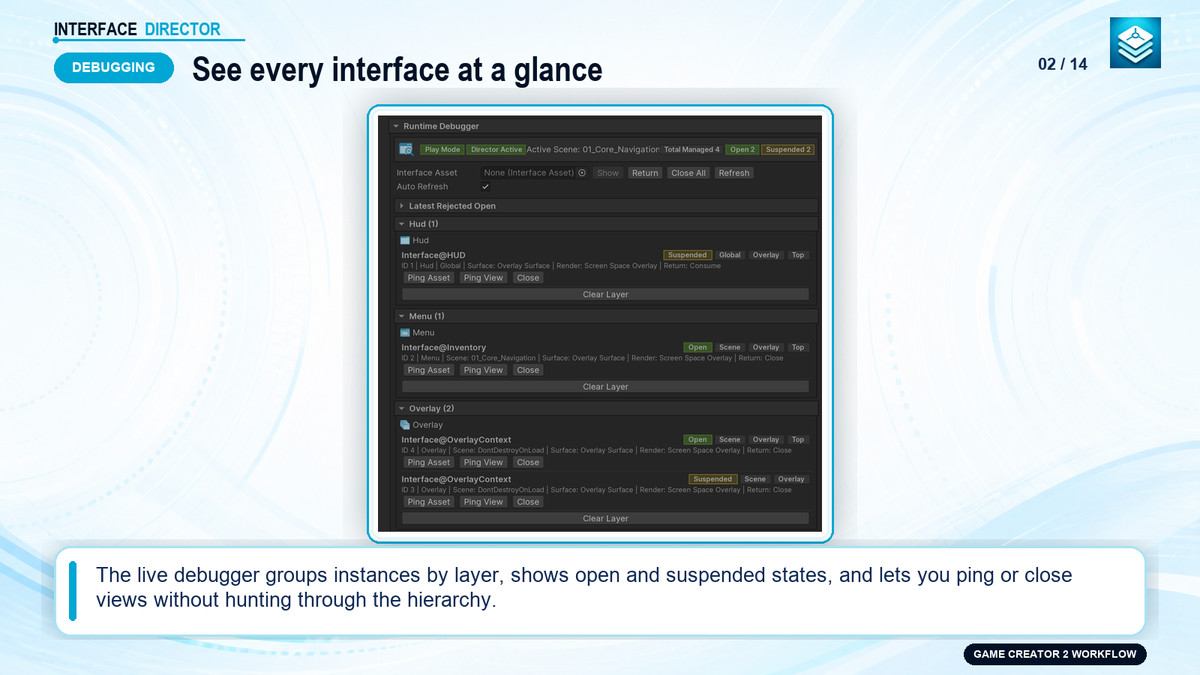 Interface Director for Game Creator 2