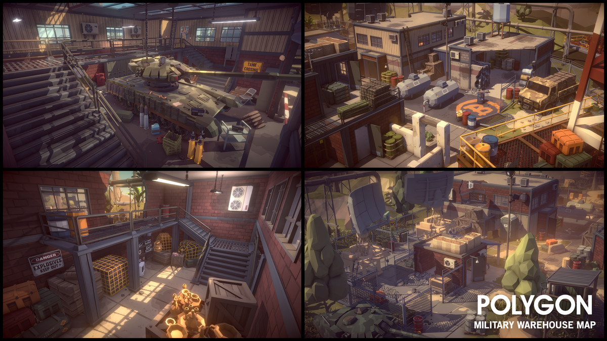 POLYGON - Military Warehouse Map by Synty