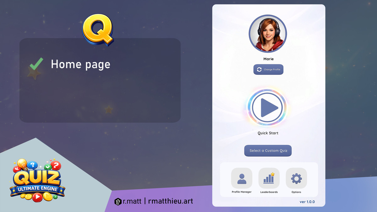 Quiz Ultimate Engine – Quiz System (No-Code, Mobile, WebGL)