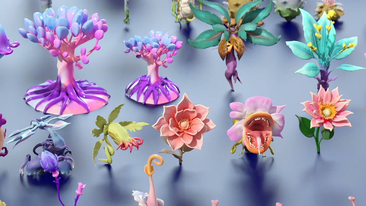 Fantasy Funny Stylized Magical Flora Plants - Low Poly Pack (118 3d models)