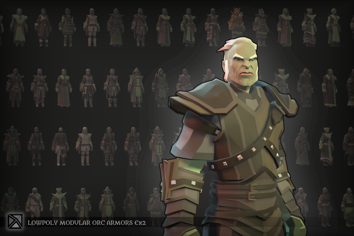 Low Poly Orc Modular Armors Bundle - LOWPOLY MEDIEVAL FANTASY SERIES