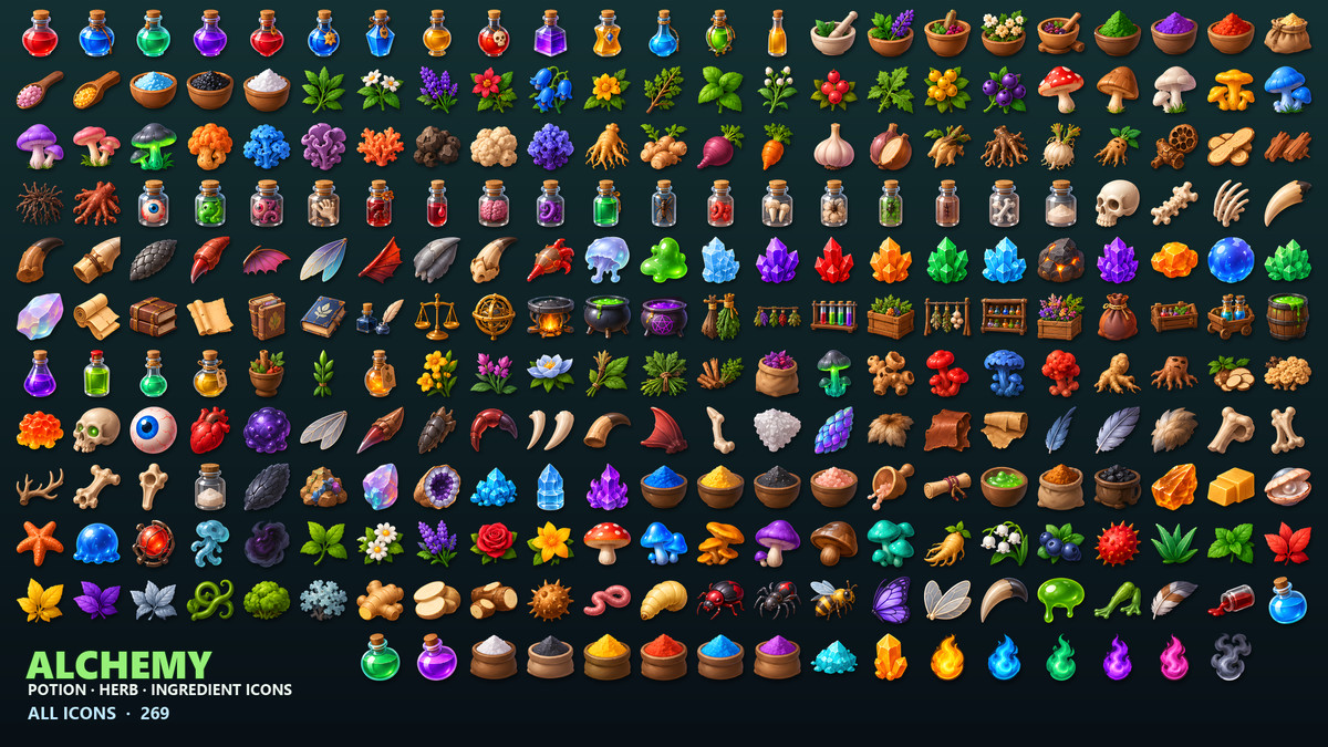 Alchemy Icons - Potions, Herbs & Reagents