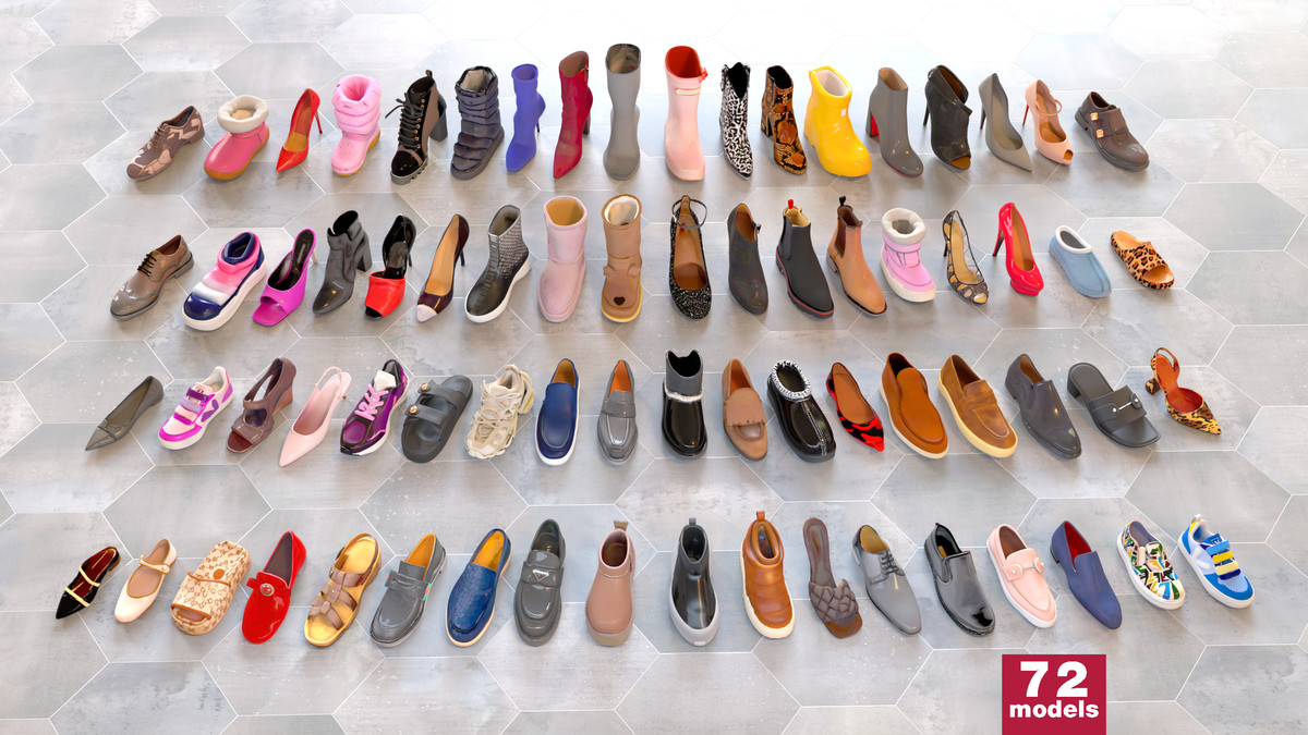 Ultimate Shoe Pack (72 Footwear Low-poly 3D models)