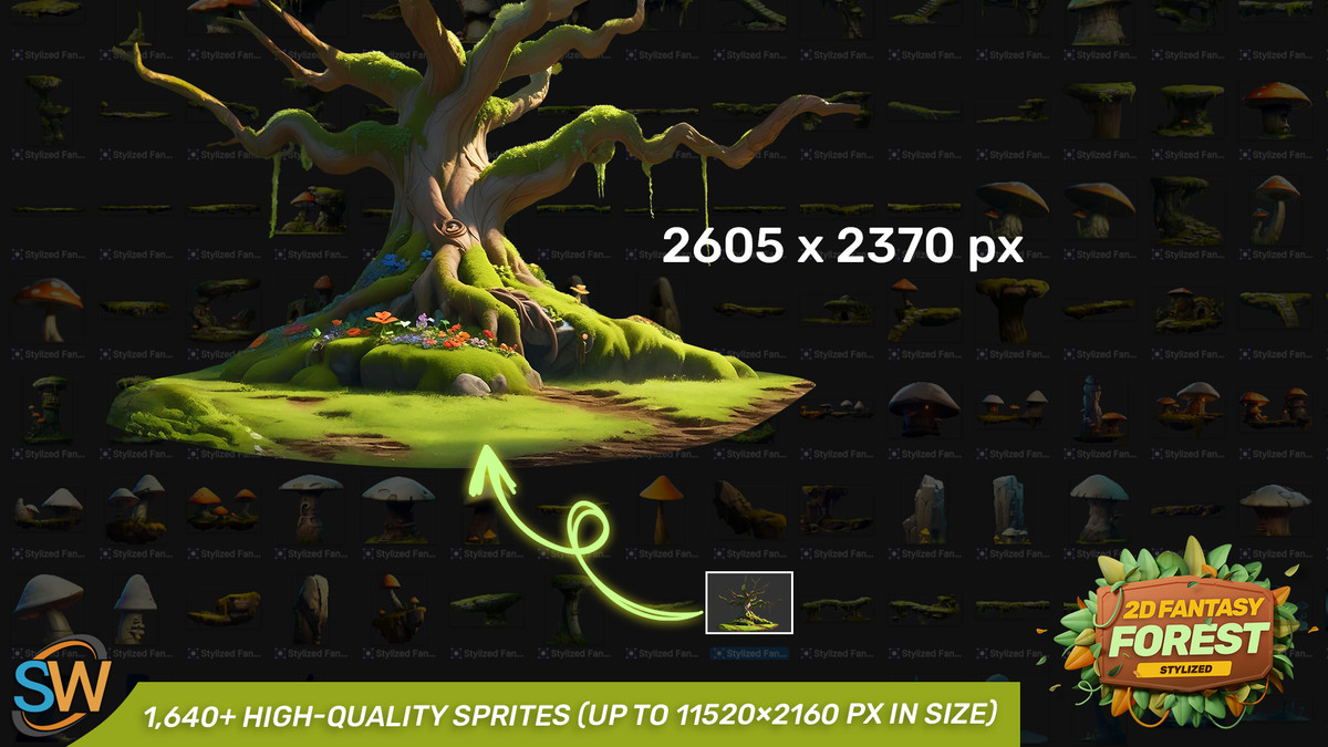 Stylized Fantasy Forest – 2D Environment Pack (Vol. 1)