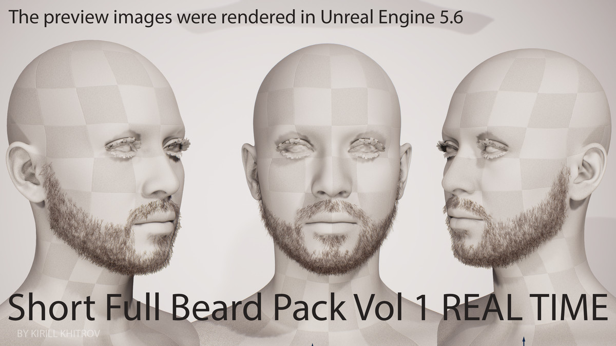 Short to Medium Boxed Beard Growth Pack Vol. 1 - 5 Real-Time Facial Hair Styles