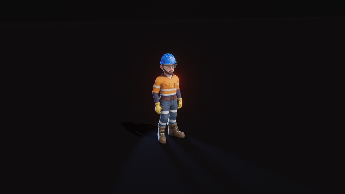 Stylized Male Worker 3D Model – Animated & Customizable (Game-Ready, Built-In)
