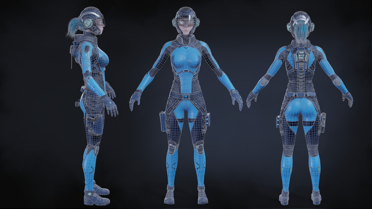 Sci-Fi Operative Woman – Modular Game Character