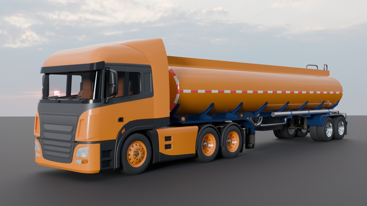 European Semi Truck + Tanker Trailer | Detailed Interior & Functional Lights