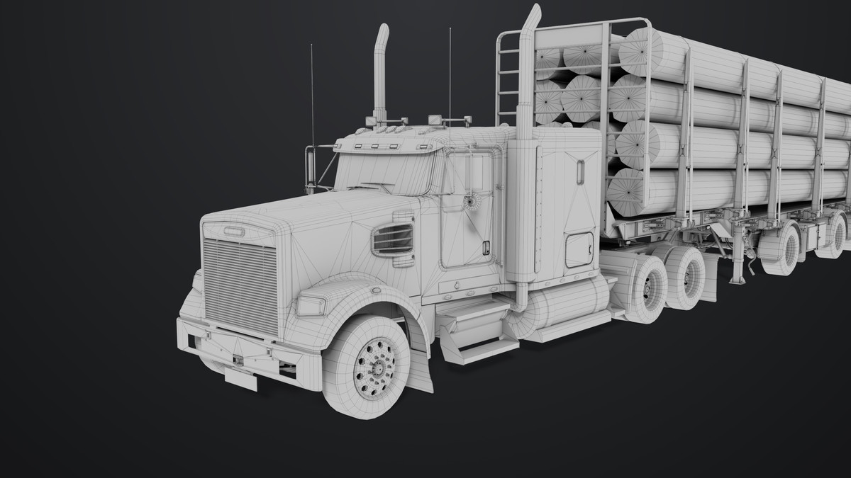 Truck 07 Log Trailer Grey Version URP HDRP Textures