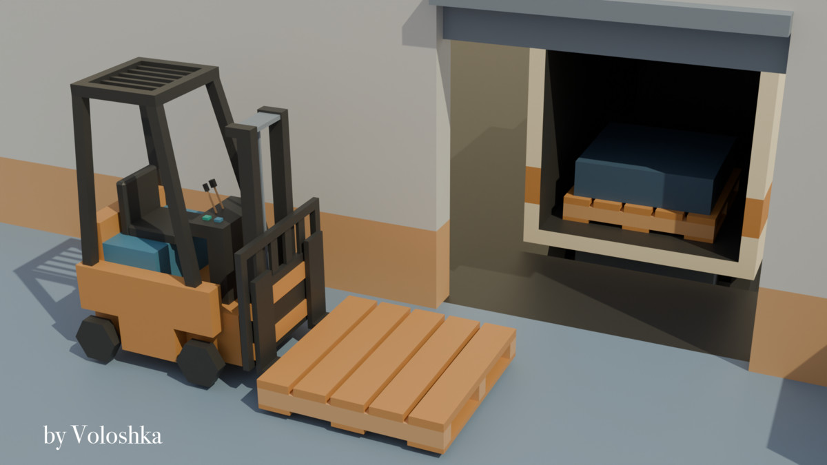 Modular Post Office & Sorting Center Low-Poly