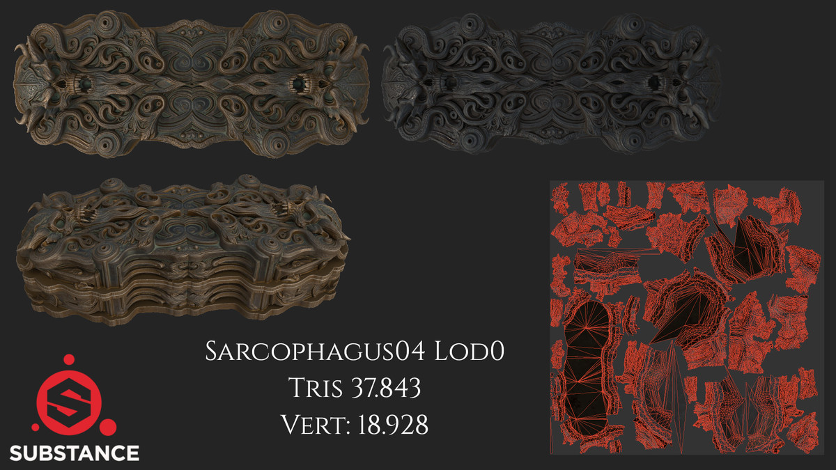 4 Dark Fantasy Sarcophaguses / Sarcophagi