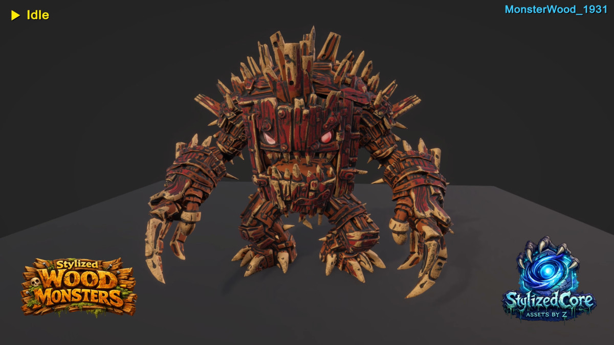 Monster Wood Pack – 4 Stylized Animated Creatures (LOD + Skins)