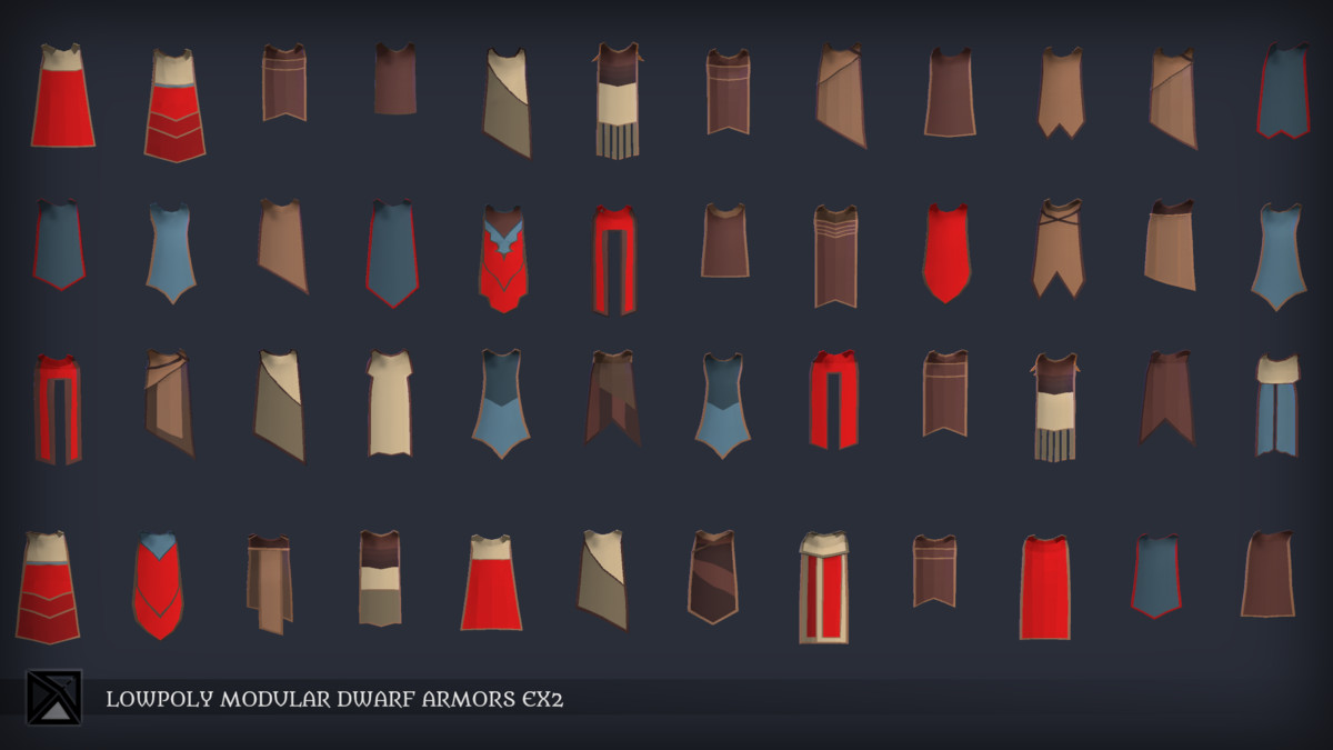 Lowpoly Dwarves Modular Armors Bundle- MEDIEVAL FANTASY SERIES