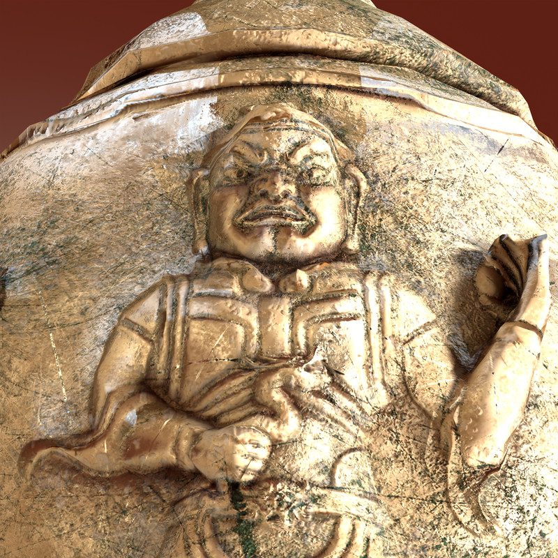Ancient Buddhist Vajra Bell (Geumgangryeong) Low Poly PBR