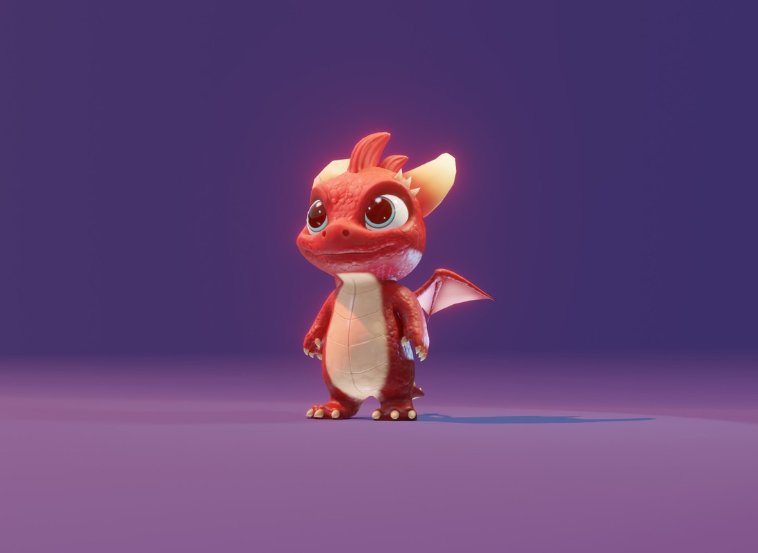 Cartoon Red Baby Dragon 3D Character With 5 Music Tracks & 36 Sound Effects