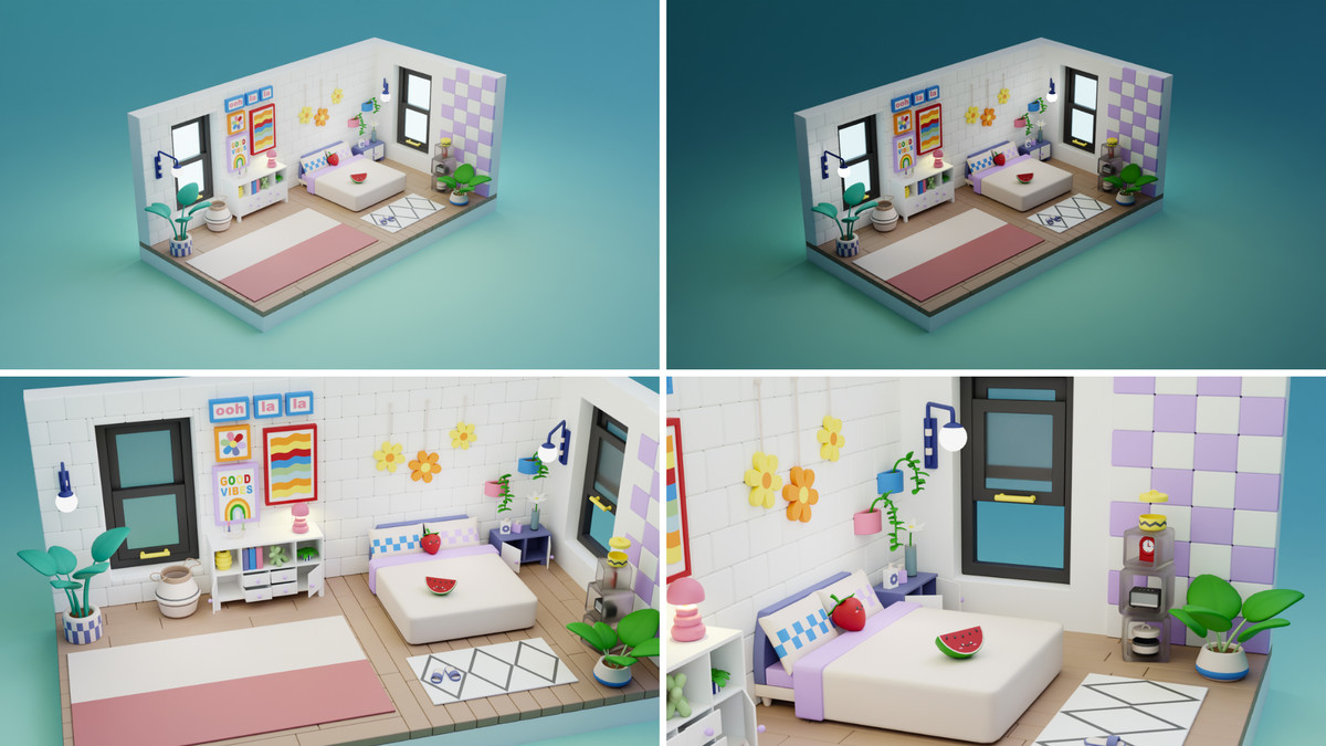 Cartoon Interactive Rooms & Furniture - Cozy Interior Pack 2