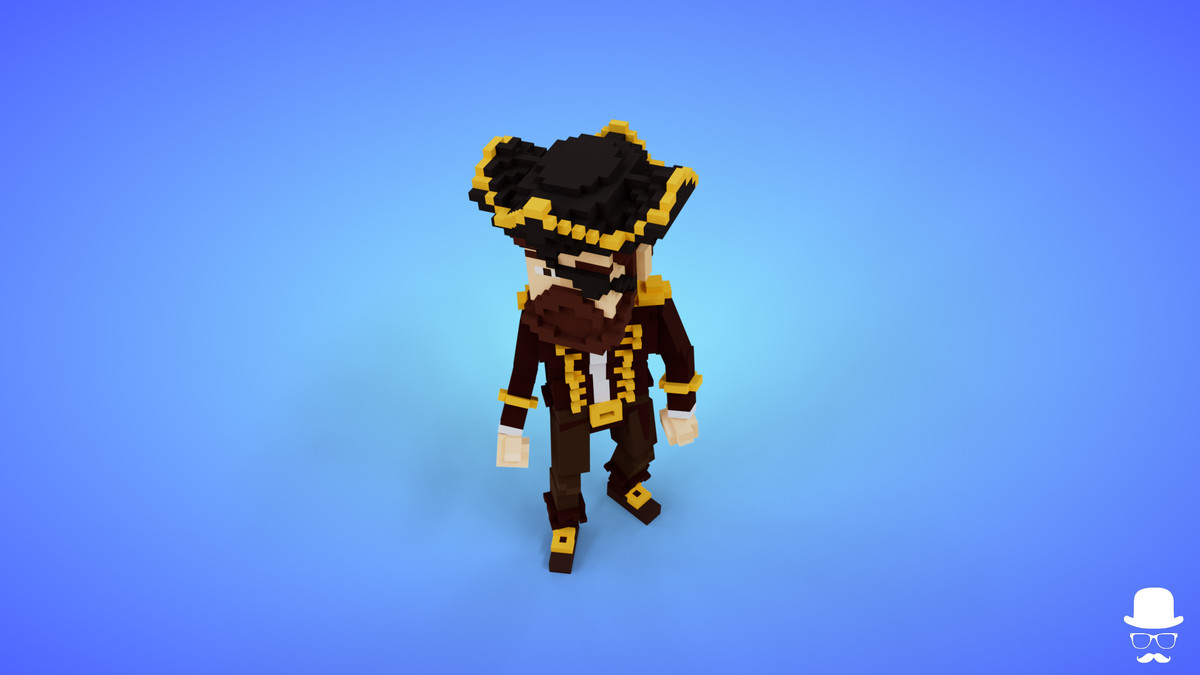 3D Voxel Model - Pirate Character