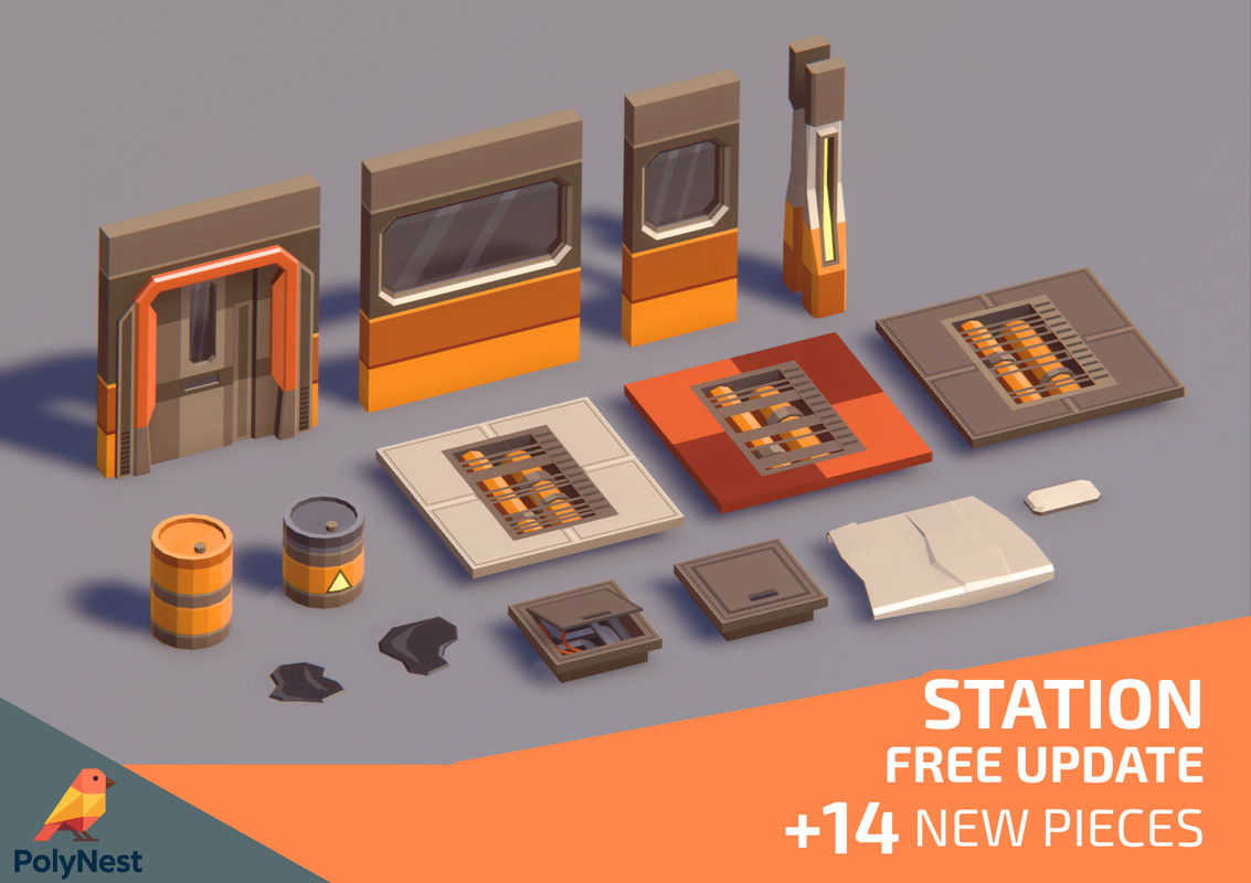 Sci-Fi Low Poly Interior Bundle: Grand Colony Collection (5-in-1) | Cosmic Retro
