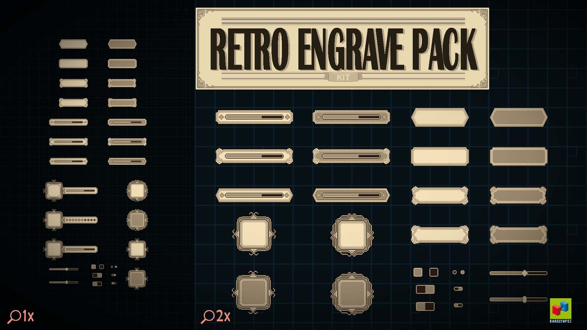 2D Retro Engrave UI/GUI Kit