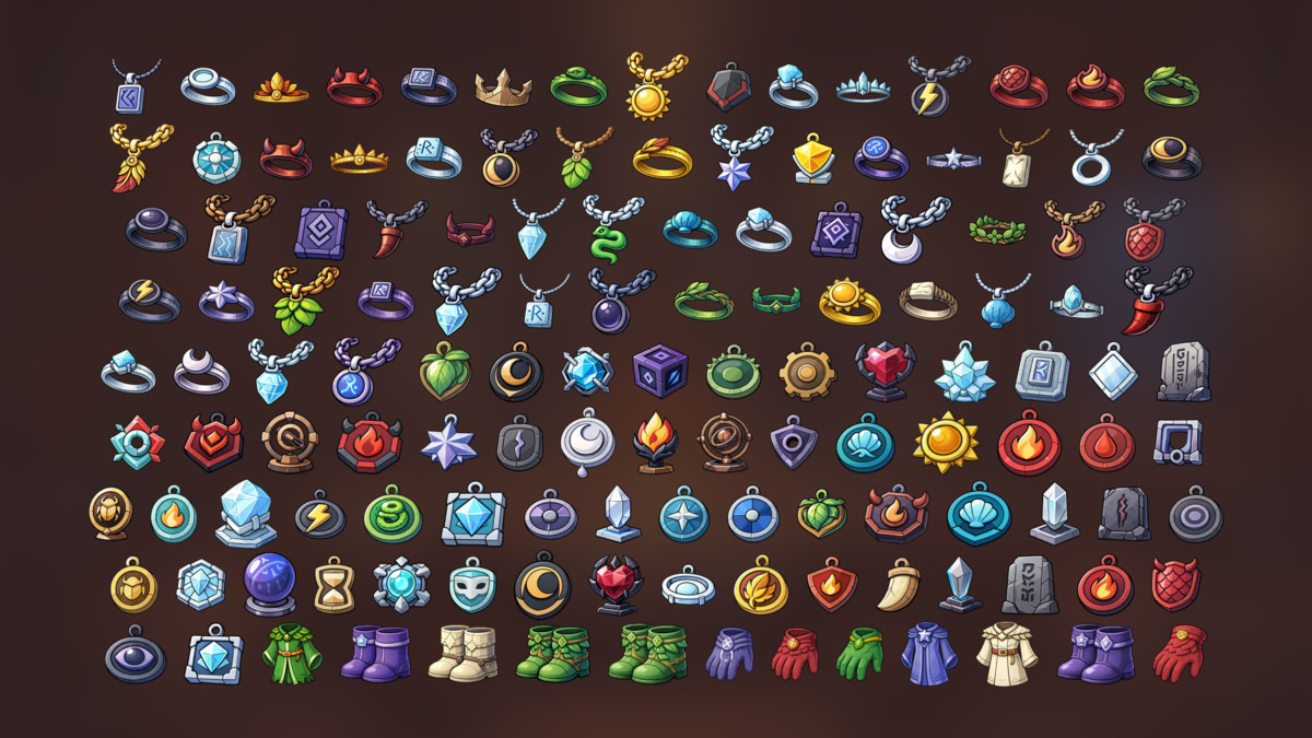 Fantasy RPG Weapons Armor Magic Items Icons Pack for Adventure Games