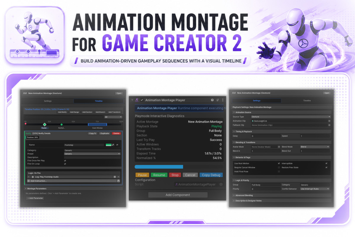 Animation Montages for Game Creator 2