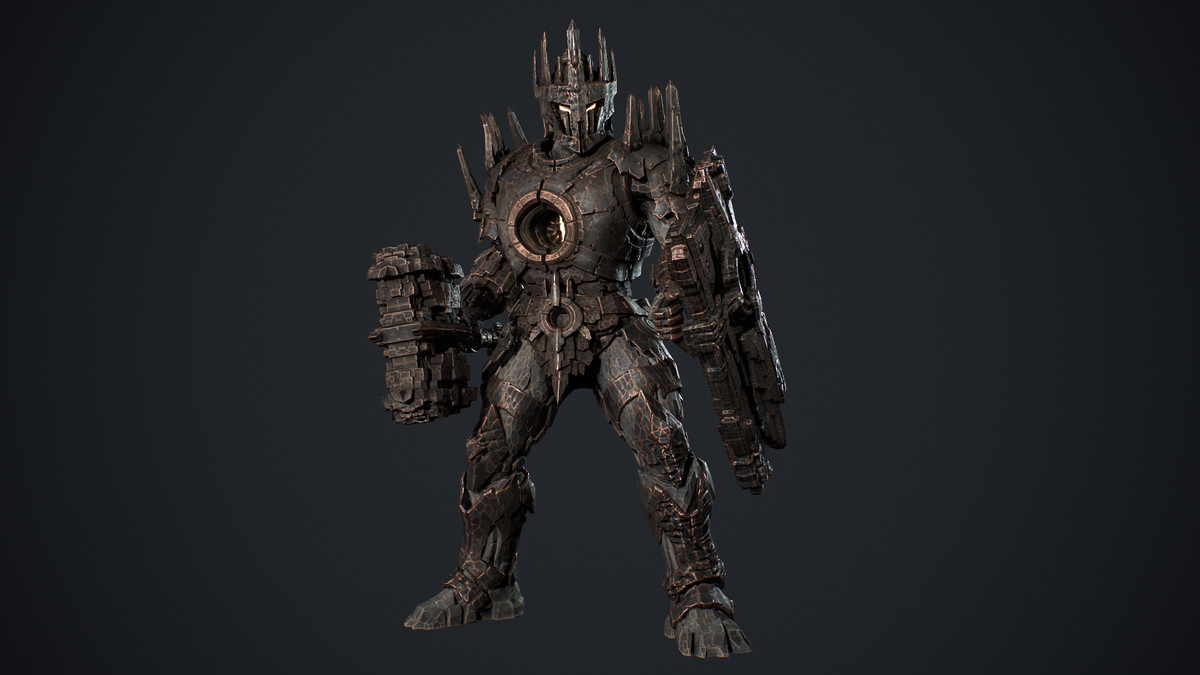 Armored Stone Golem - Dark Fantasy Boss