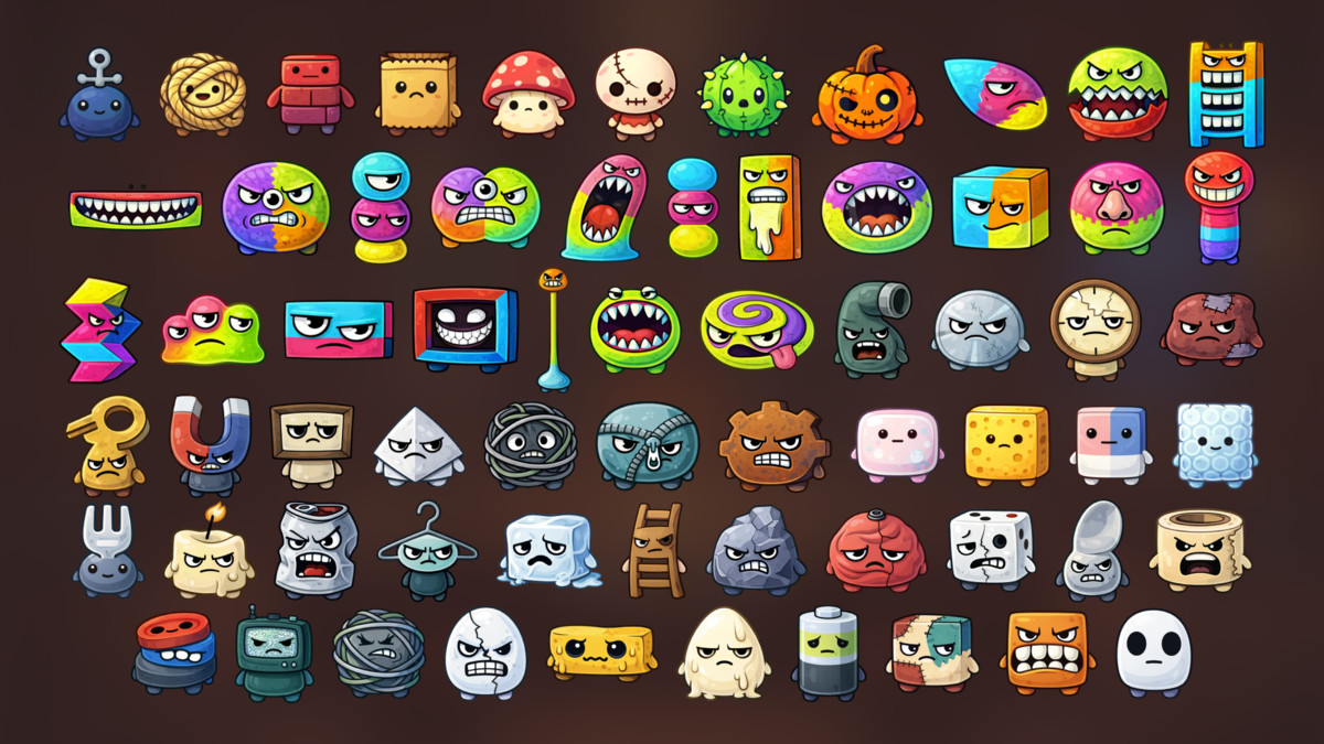 Cartoon Emoji Monster Characters Icons Pack Casual RPG Arcade and Puzzle Games