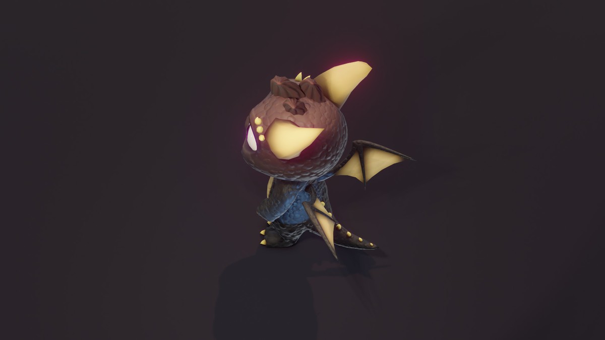 Cartoon Black Baby Dragon 3D Model & 5 Music Tracks & 36 Sound Effects