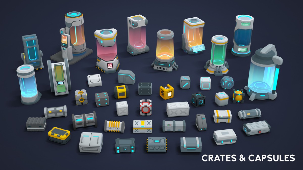 Sci-Fi Props - Low Poly 3D Models Pack